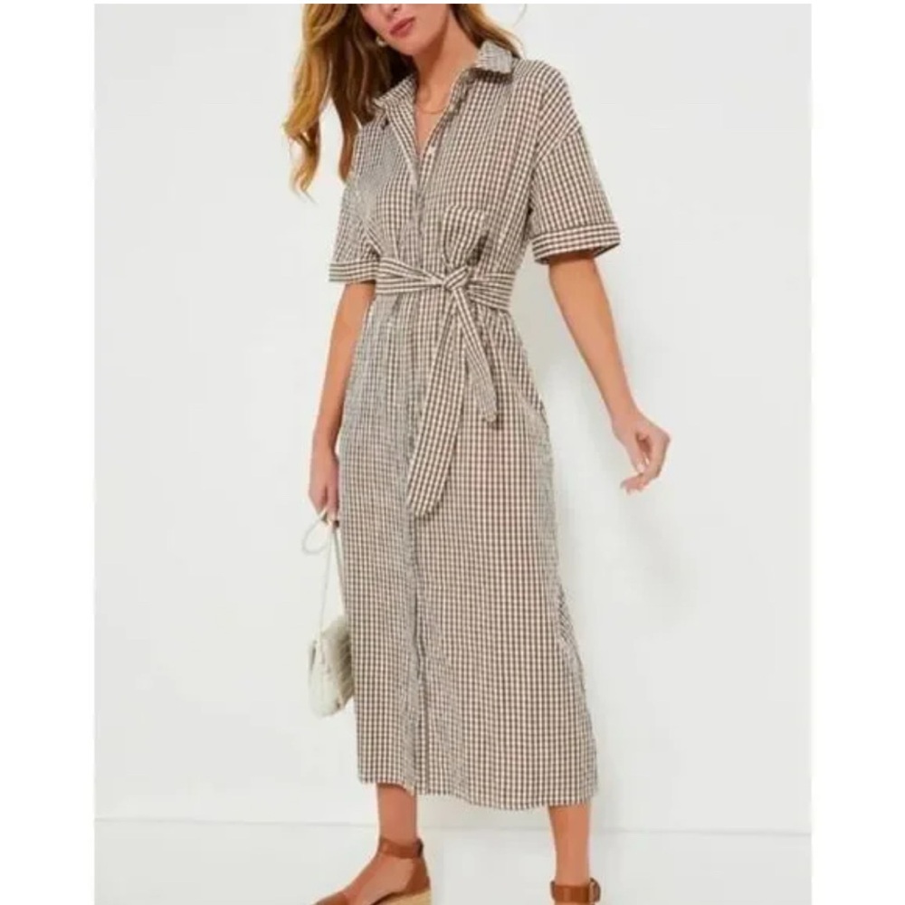Tuckernuck Pomander Place brown gingham Zacara dress in XS